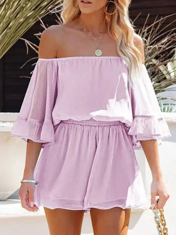 Grace Splicing Romper Short Set