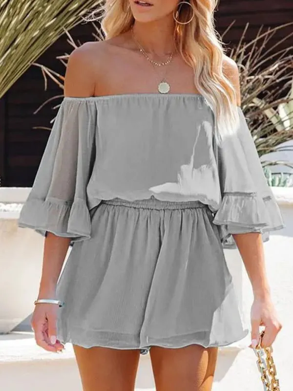 Grace Splicing Romper Short Set
