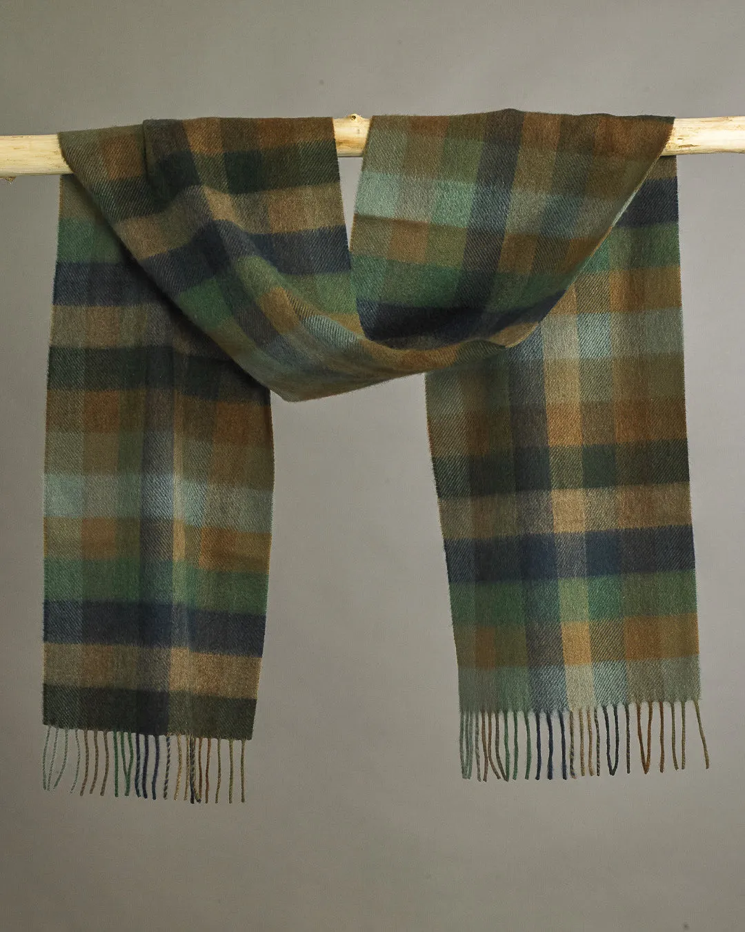 Green x Blue X Beige House Check Cashmere Scarf