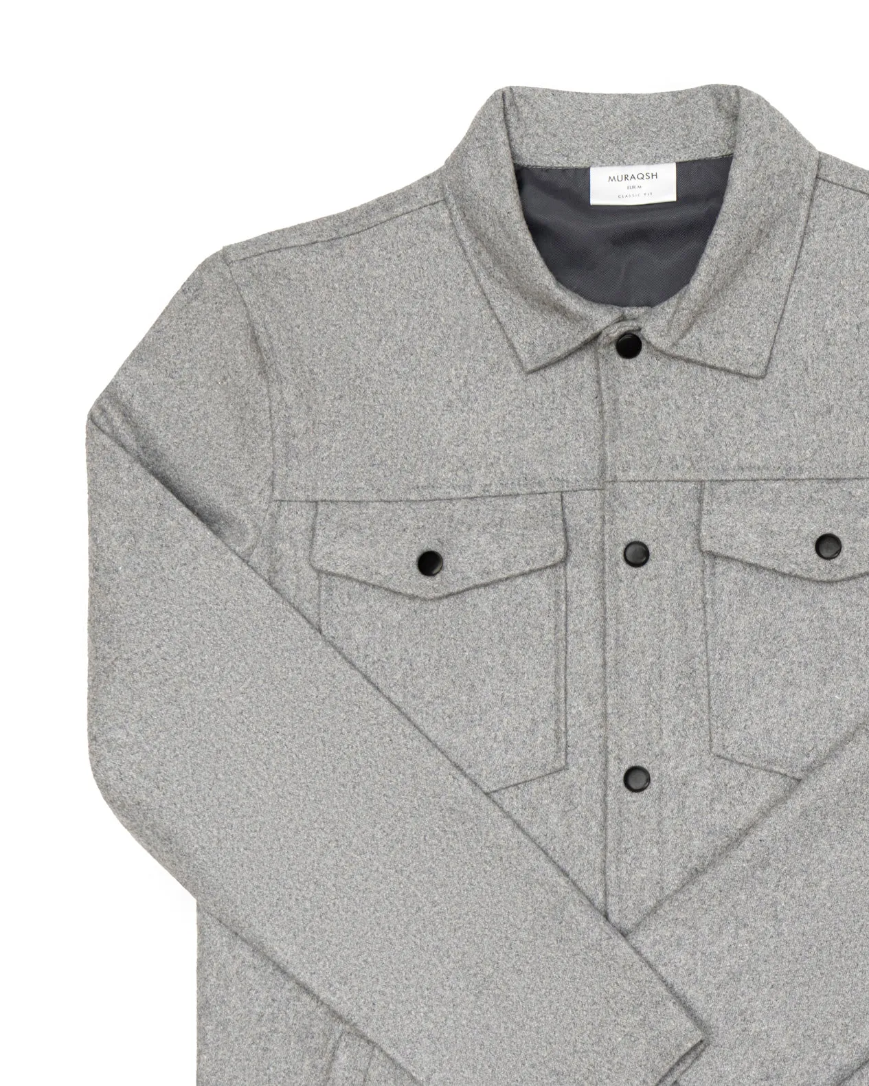 Grey Wool Shacket- Men