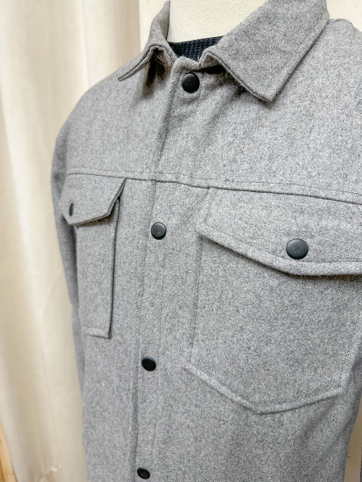 Grey Wool Shacket- Men