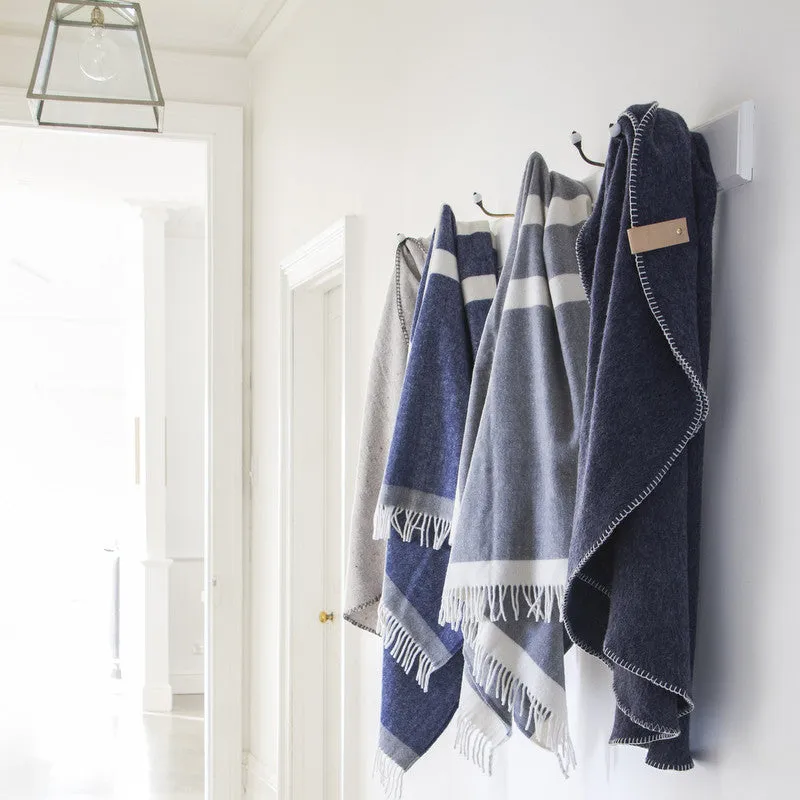HUDSON 100% WOOL THROW BLANKET GREY