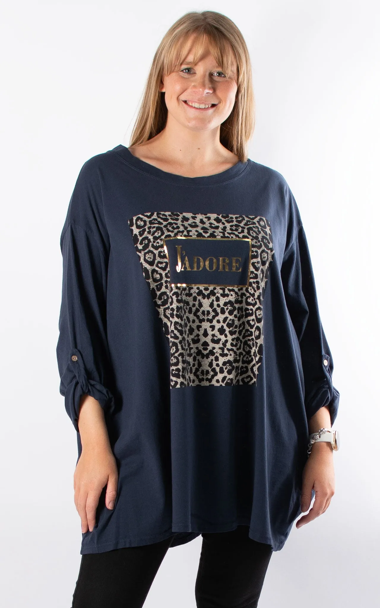 J'Adore Leopard Print T | Navy