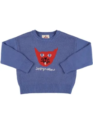 Jellymallow   Cat intarsia wool blend sweater 