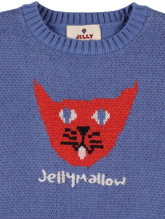 Jellymallow   Cat intarsia wool blend sweater 