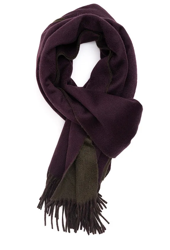 Joshua Ellis Double Faced Plain 100% Cashmere Stole Plum x Khaki