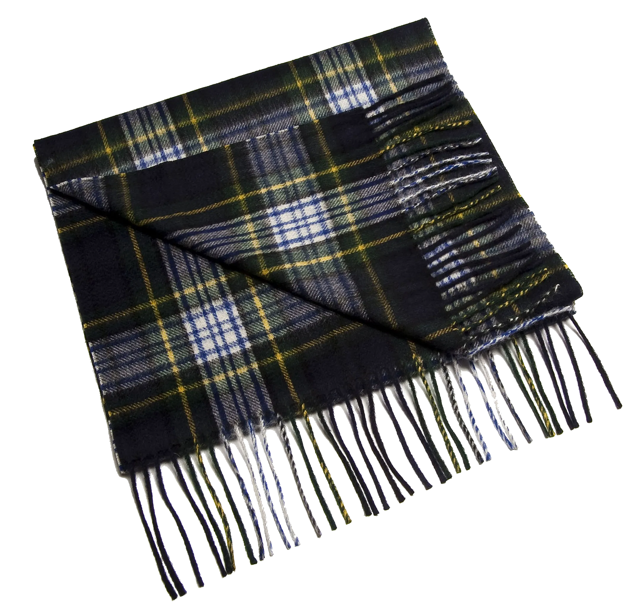 Joshua Ellis Dress Gordon Tartan Ripple Finish Wide Cashmere Scarf