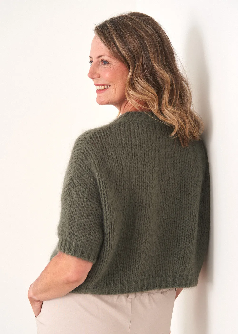 KITTY 1/2 SLEEVE SWEATER - KHAKI
