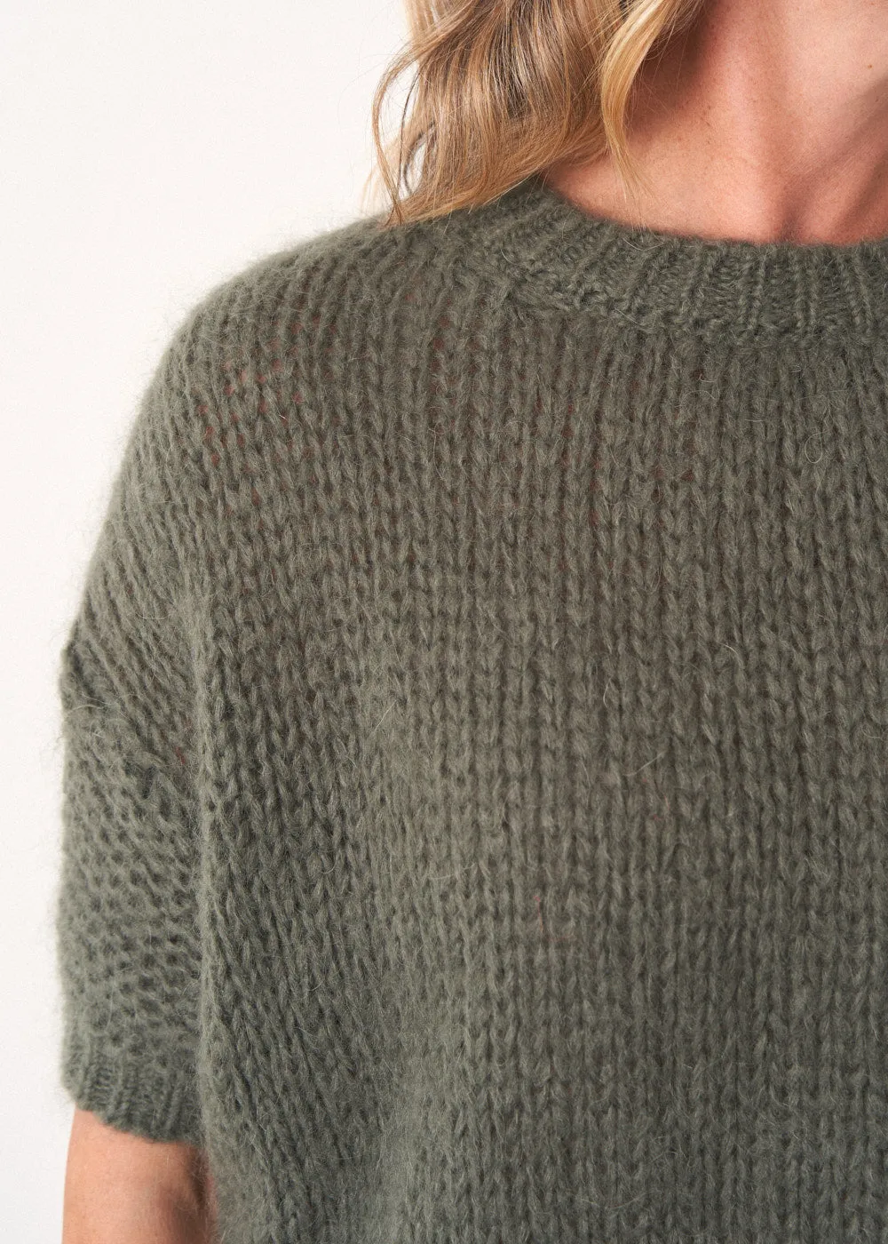 KITTY 1/2 SLEEVE SWEATER - KHAKI