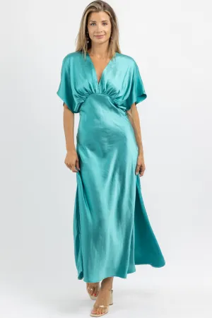 LAKE BLUE SILKY SLIP DRESS