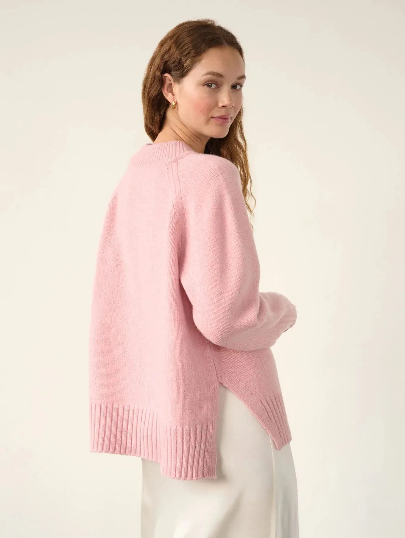 Lofty Wool Cashmere Blend Marled Crewneck