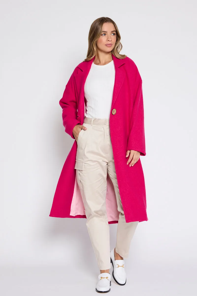 Louanna Soft Merino Wool Coat Pink Hibiscus