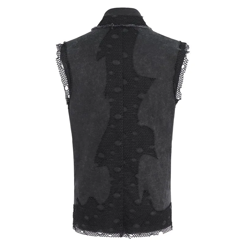 Men's Punk Multi-chain Distressed Vest