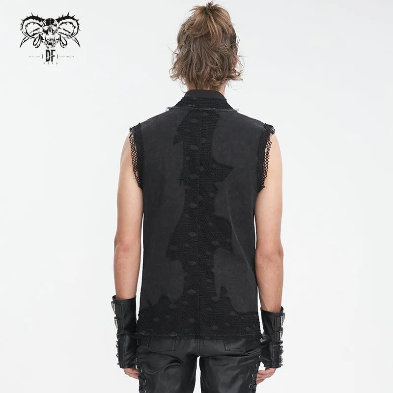 Men's Punk Multi-chain Distressed Vest