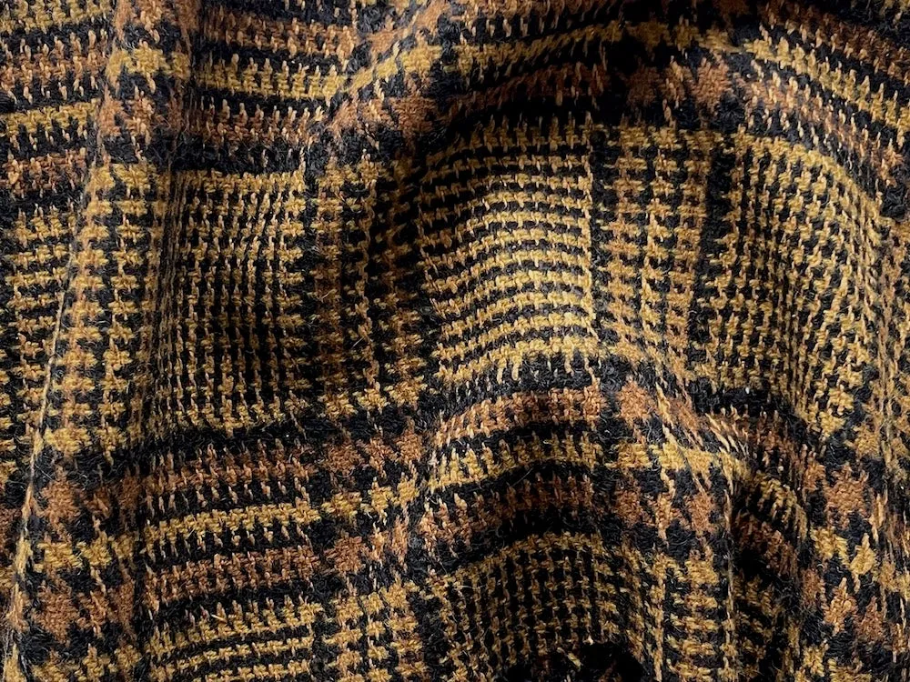 Mid-Weight Handsome Burnished Bronze & Walnut Wool & Silk Plaid (Made in Scotland)