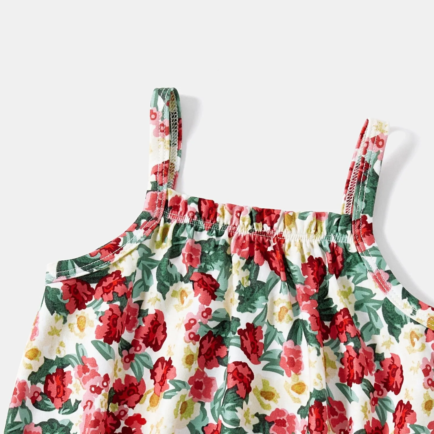 Mommy and Me Floral Print Ruched Side Slip Dresses