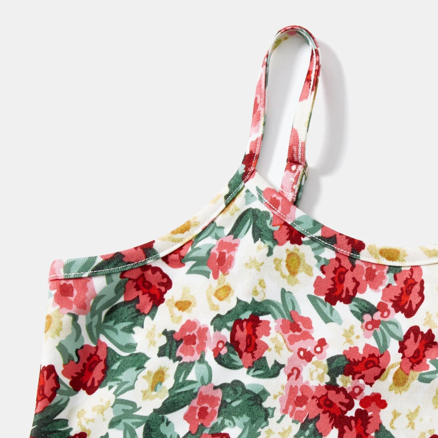 Mommy and Me Floral Print Ruched Side Slip Dresses