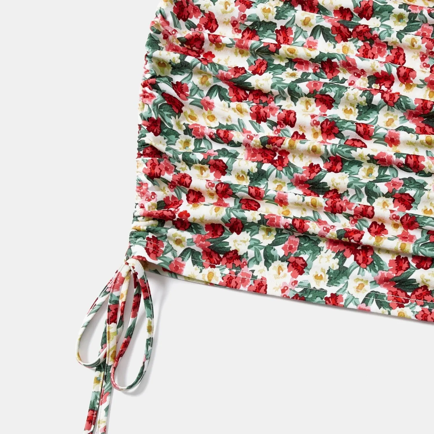 Mommy and Me Floral Print Ruched Side Slip Dresses
