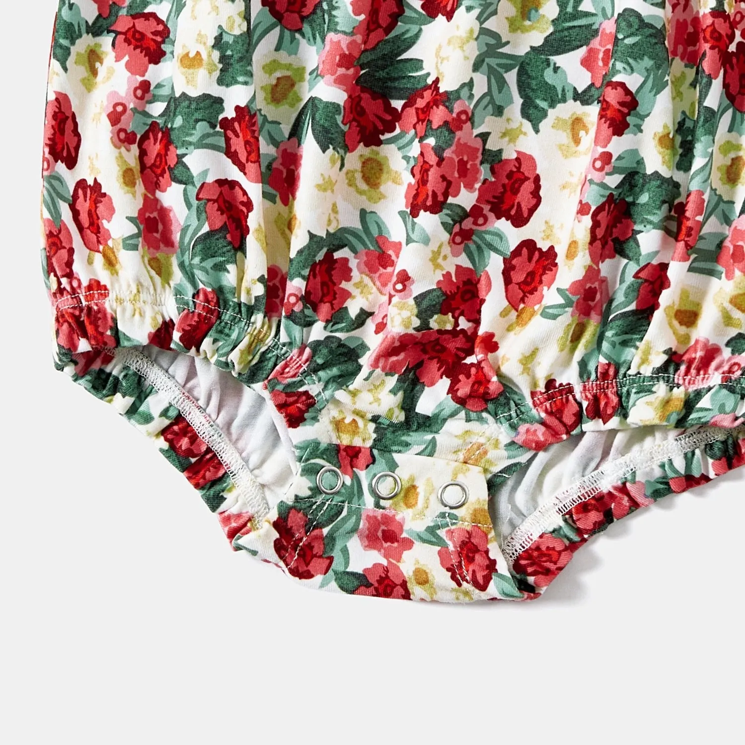 Mommy and Me Floral Print Ruched Side Slip Dresses