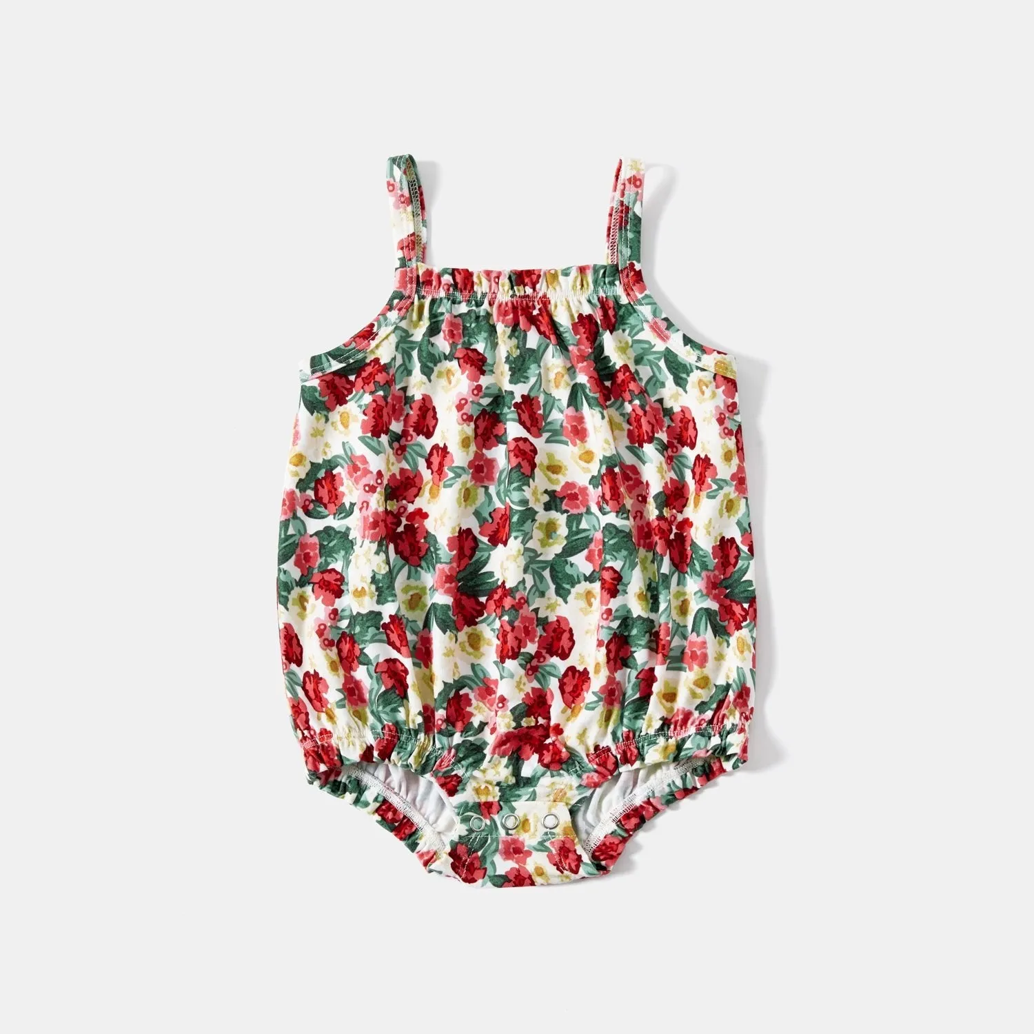Mommy and Me Floral Print Ruched Side Slip Dresses
