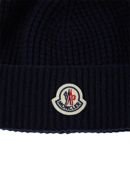 Moncler   Logo detail wool &amp; cashmere beanie 
