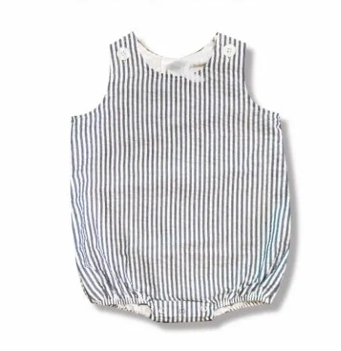 Monogram Baby Unisex Seersucker Sunsuit Romper