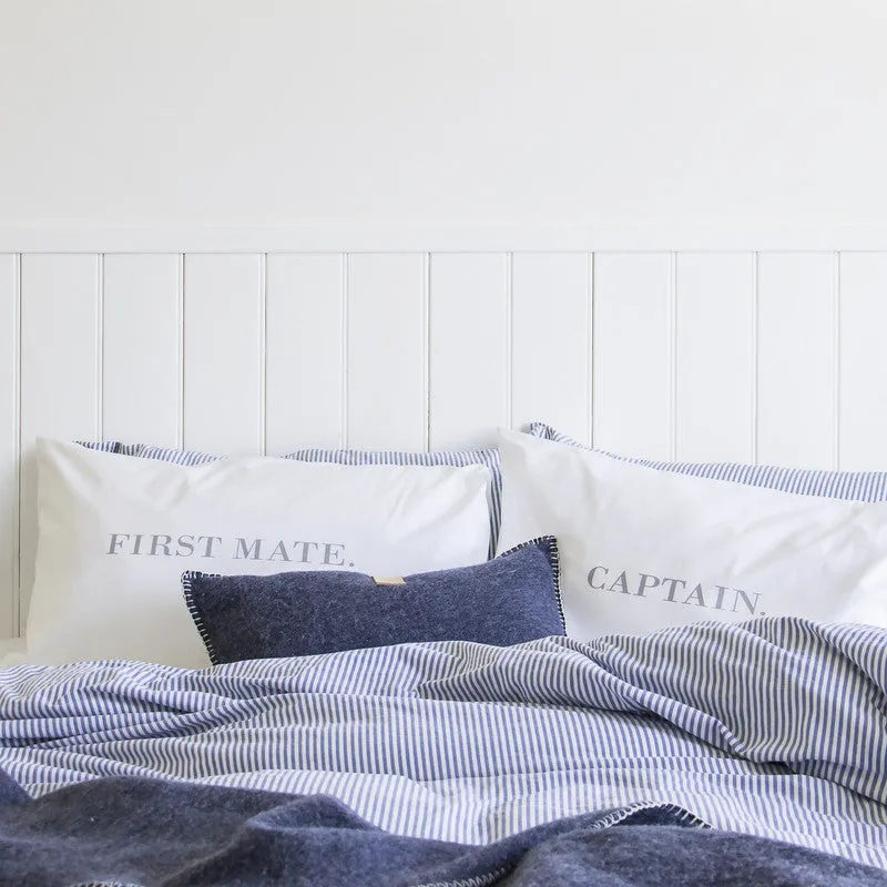 NAVY MERINO WOOL BLEND CUSHION 35cm x 55cm