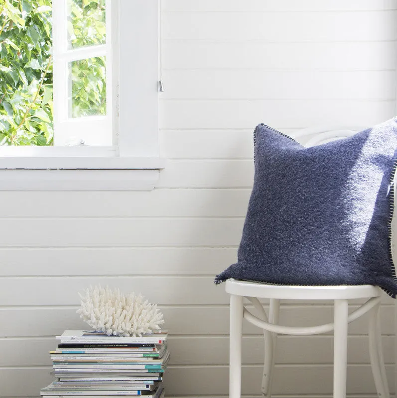 NAVY MERINO WOOL BLEND CUSHION 55cm x 55cm