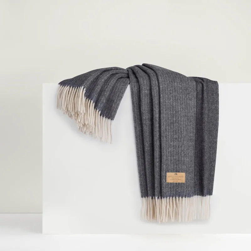 Navy Pinstripe Cashmere Throw by Lands Downunder