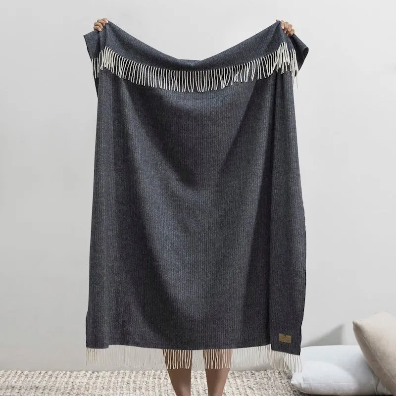 Navy Pinstripe Cashmere Throw by Lands Downunder