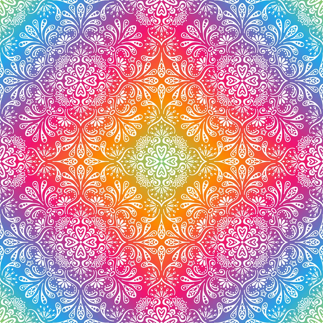 Ombre Rainbow Scroll – 100% Quilting Cotton Fabric by the Yard