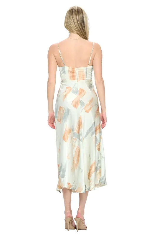 Paint Stroke Midi Slip Dress