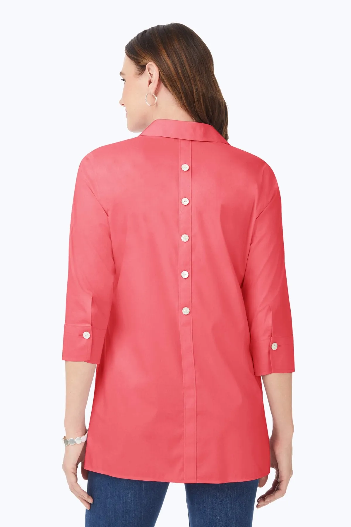 Pamela Stretch No Iron 3/4 Sleeve Tunic, Coral Sunset