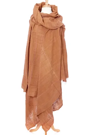 Peach Handspun Ethiopian Organic Cotton Throw, Wrap, Shawl or Table Cloth, Fair Trade