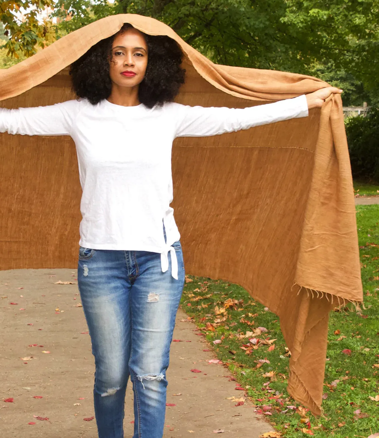 Peach Handspun Ethiopian Organic Cotton Throw, Wrap, Shawl or Table Cloth, Fair Trade