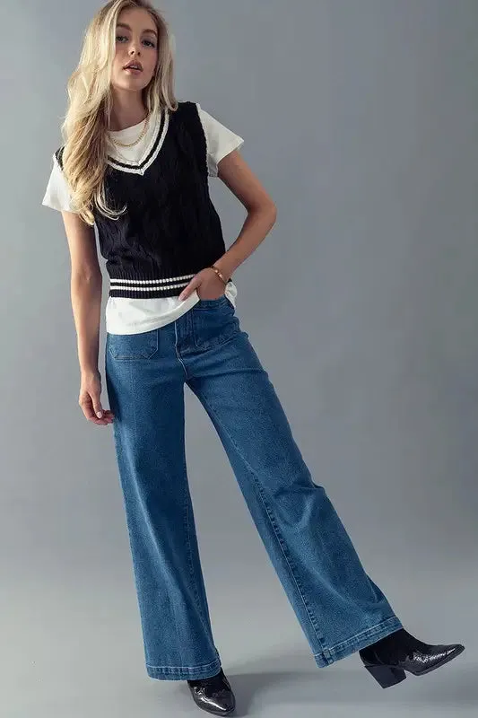 Preppy Cable Knit Cropped Sweater