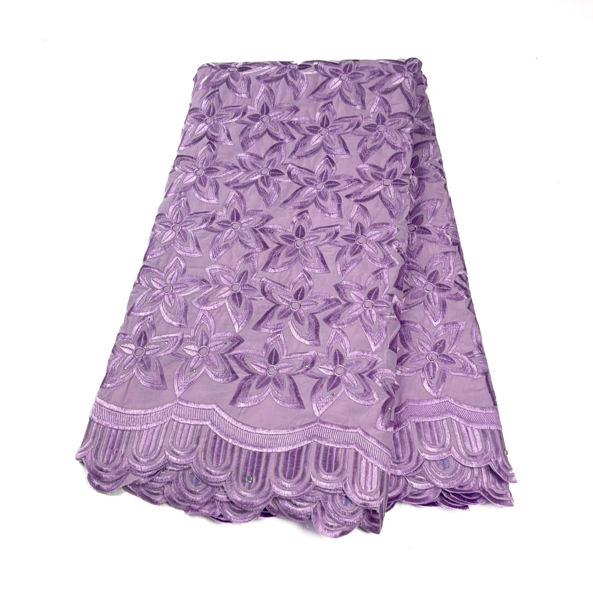 Purple Floral Cotton Lace