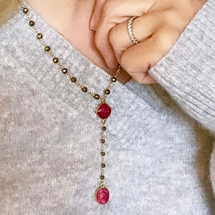 Pyrite Lariat with Ruby
