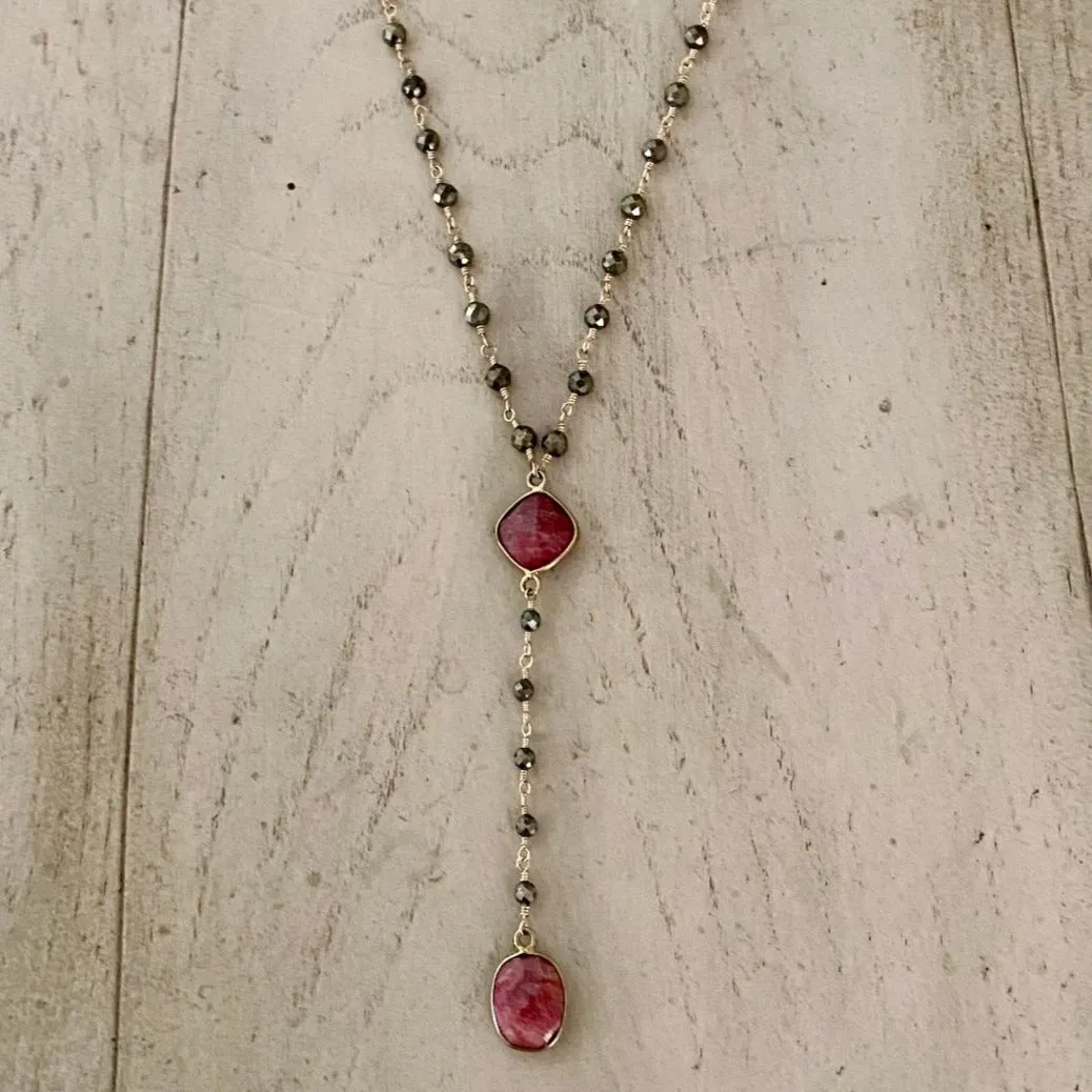 Pyrite Lariat with Ruby