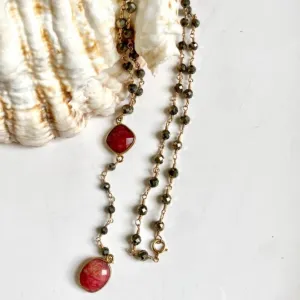 Pyrite Lariat with Ruby