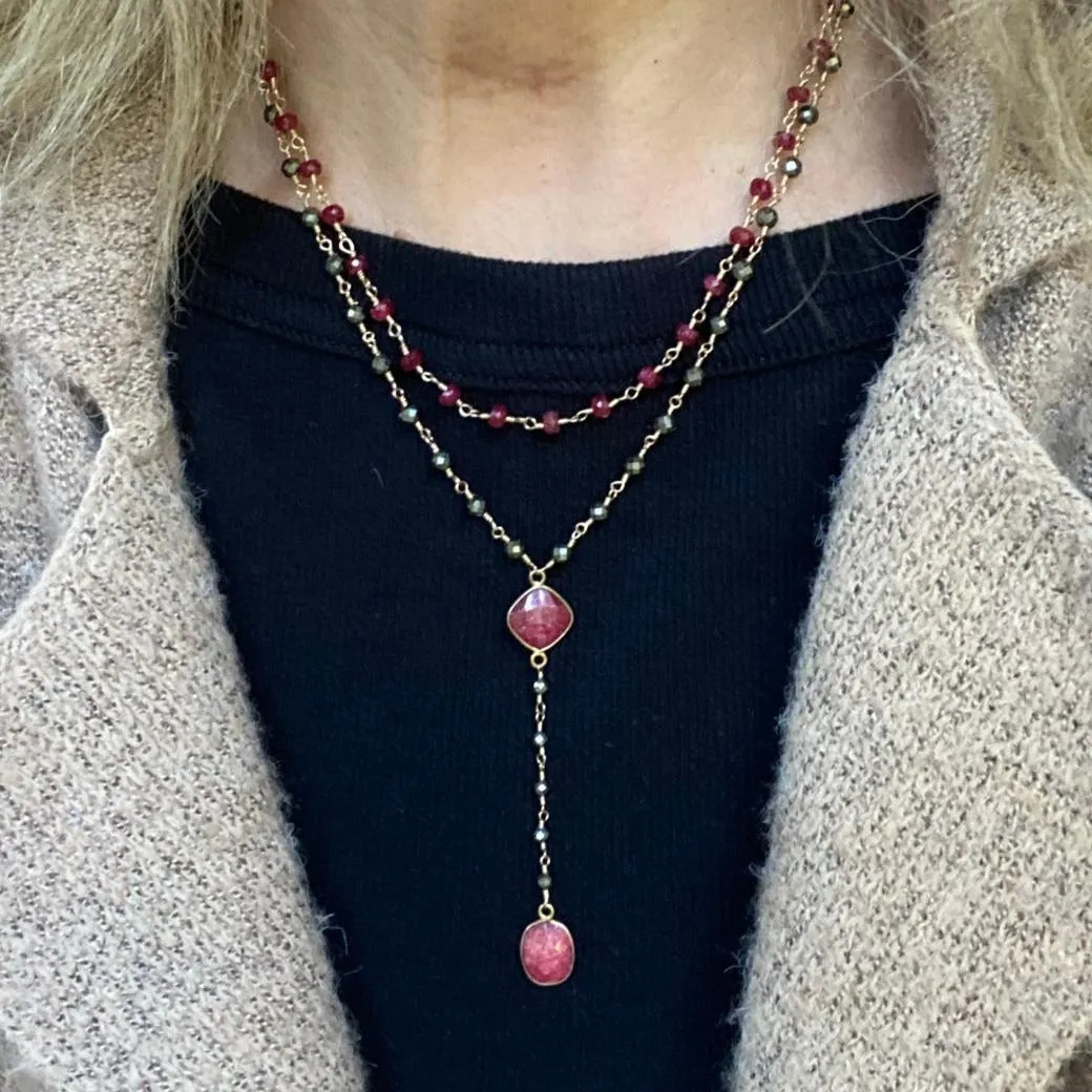 Pyrite Lariat with Ruby