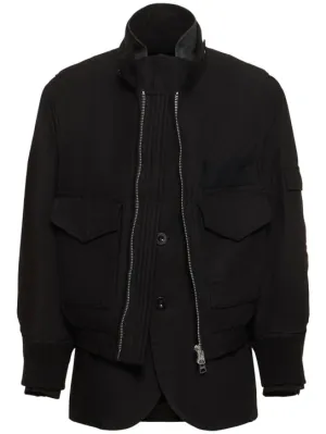 Sacai   Cotton blend ripstop zip jacket 