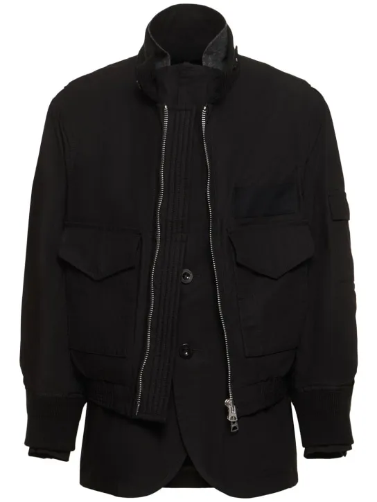 Sacai   Cotton blend ripstop zip jacket 