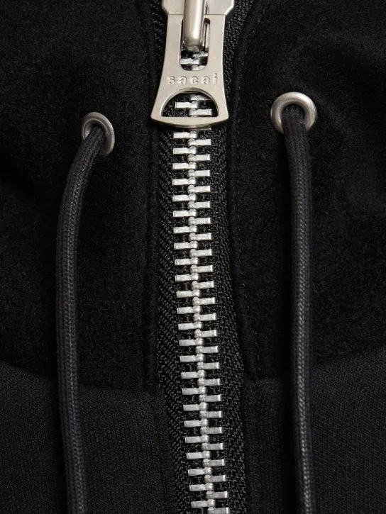 Sacai   Cotton blend zip hoodie 