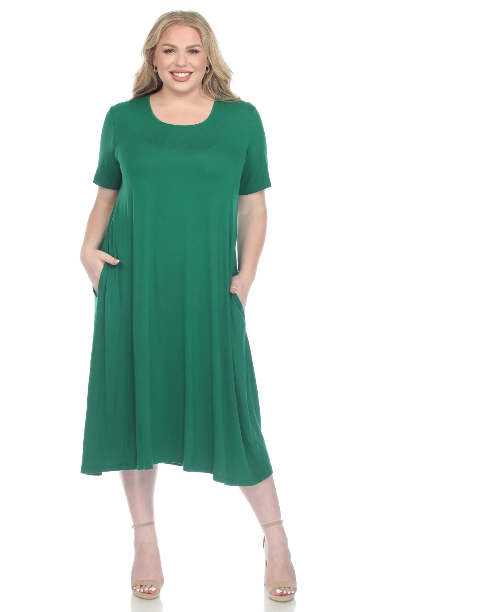 Short Sleeve Midi Dress | Green