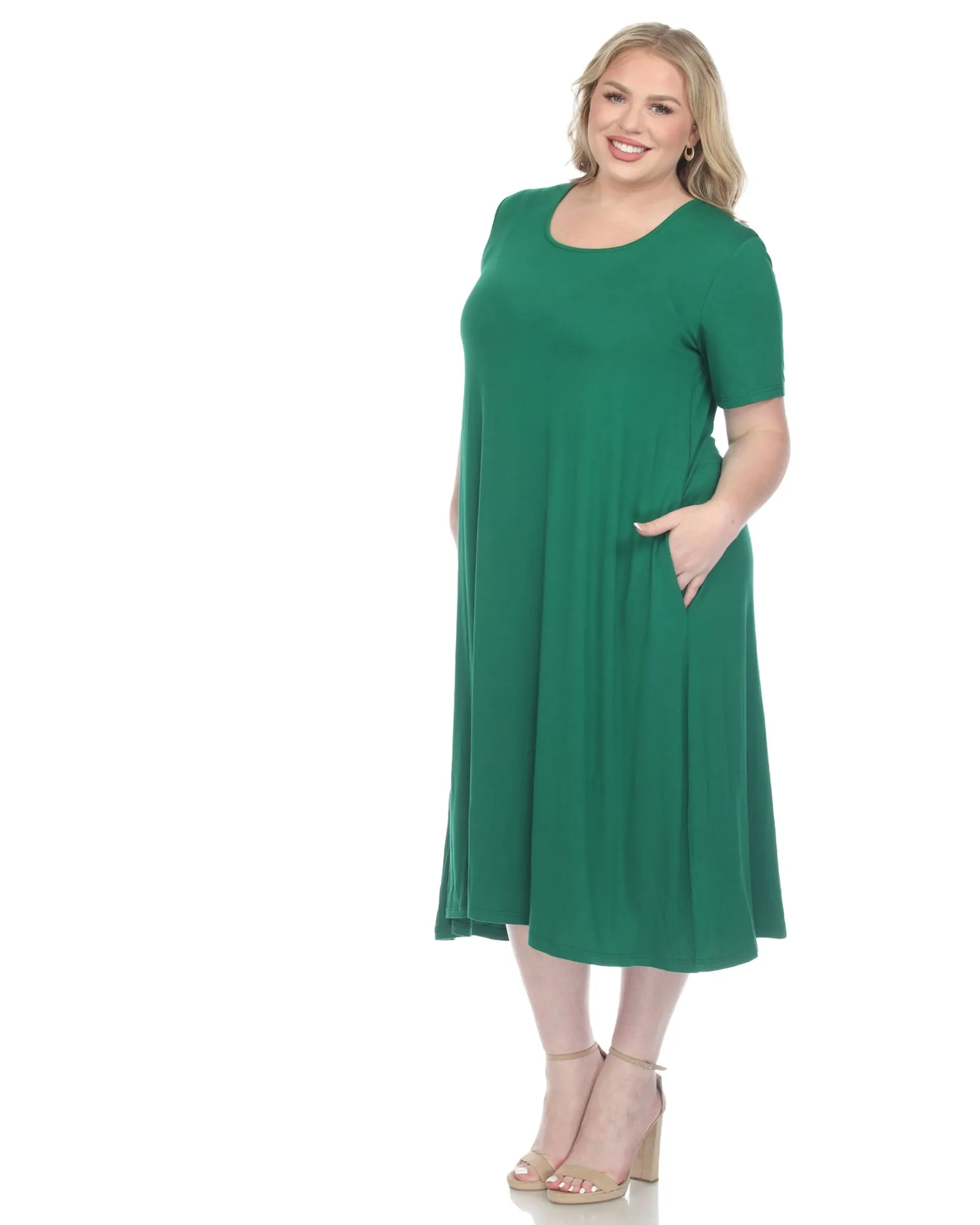 Short Sleeve Midi Dress | Green