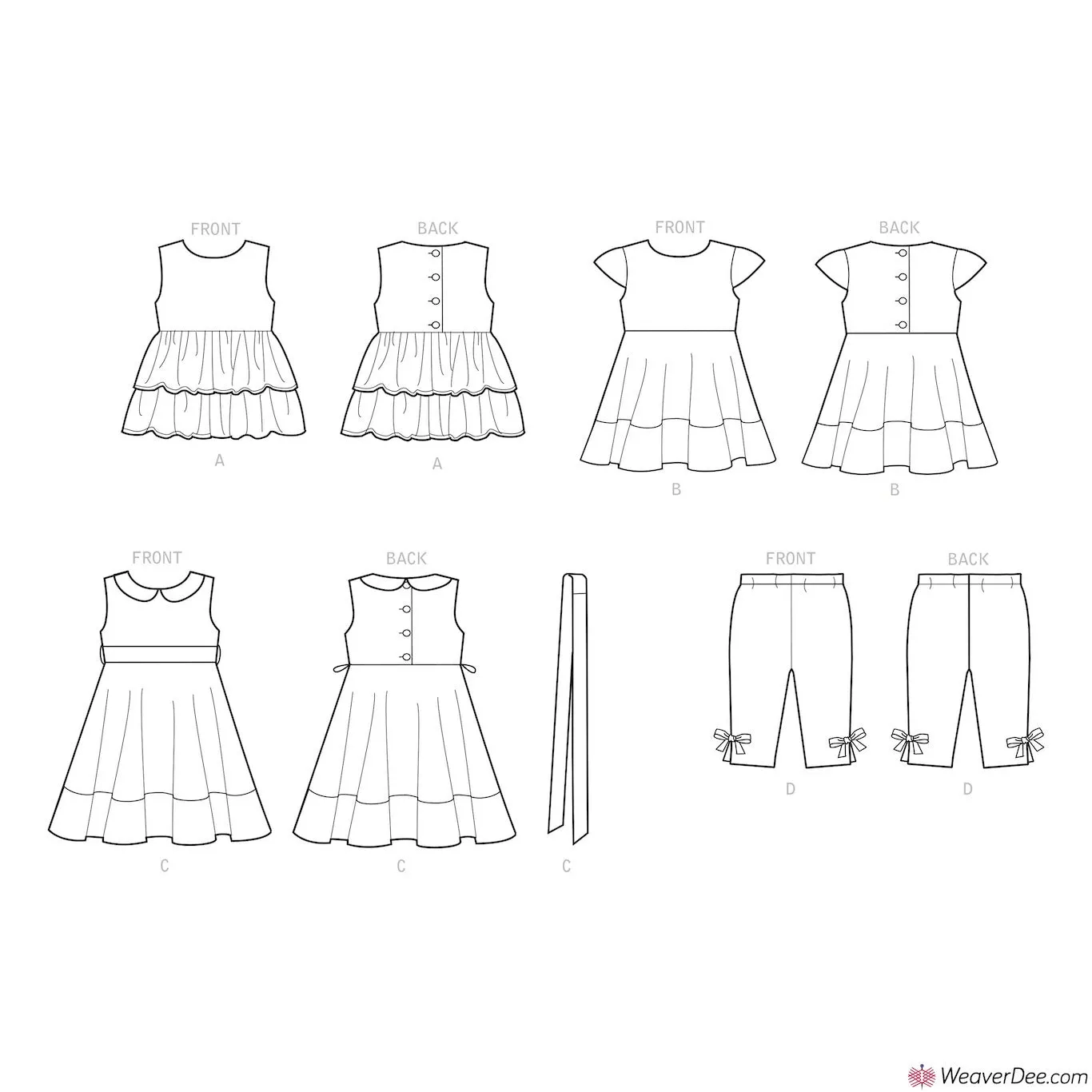Simplicity Pattern S9154 Children's Dress, Top, Tunic & Leggings