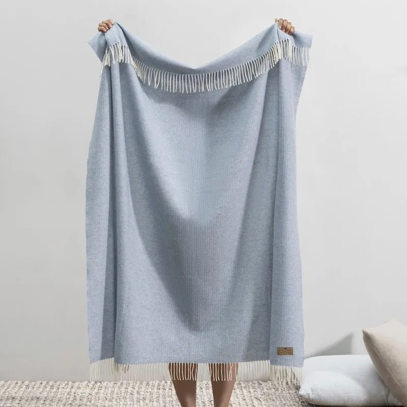 Sky Pinstripe Cashmere Throw by Lands Downunder