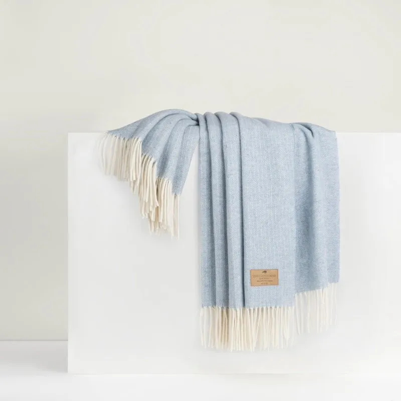Sky Pinstripe Cashmere Throw by Lands Downunder