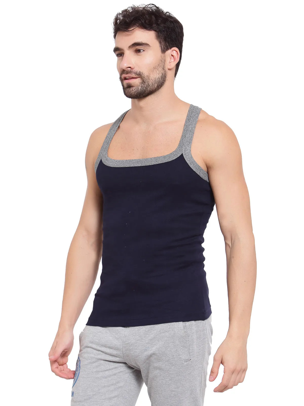 Sporto Men's Cotton Gym Vest - Navy